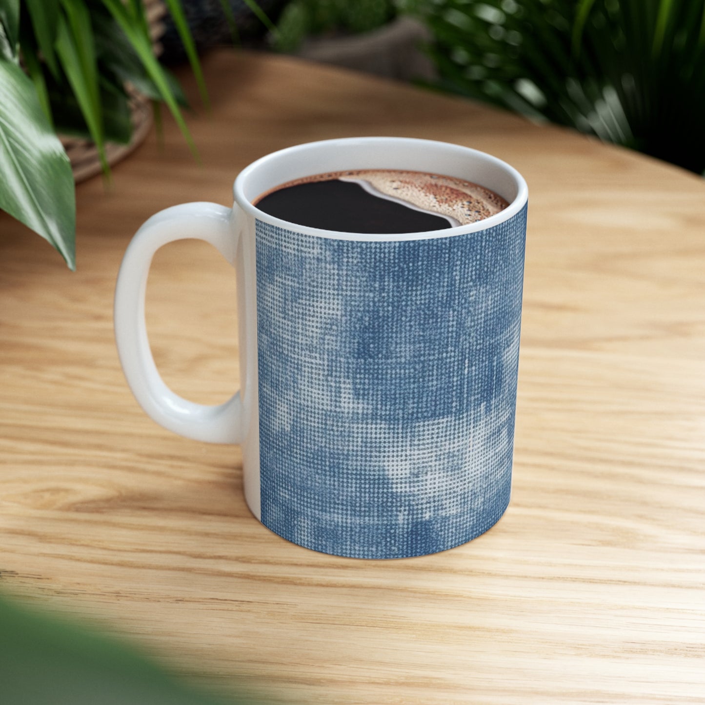 Faded Blue Washed-Out: Denim-Inspired, Style Fabric - Ceramic Mug 11oz