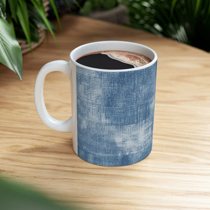 Faded Blue Washed-Out: Denim-Inspired, Style Fabric - Ceramic Mug 11oz