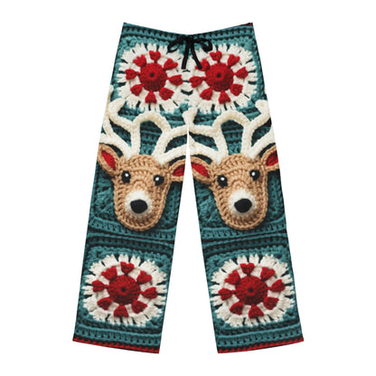 Ganchillo de reno navideño, diseño del país de las maravillas invernal, motivo de ciervo festivo. Abraza el espíritu navideño: pantalones de pijama para hombre (AOP) 