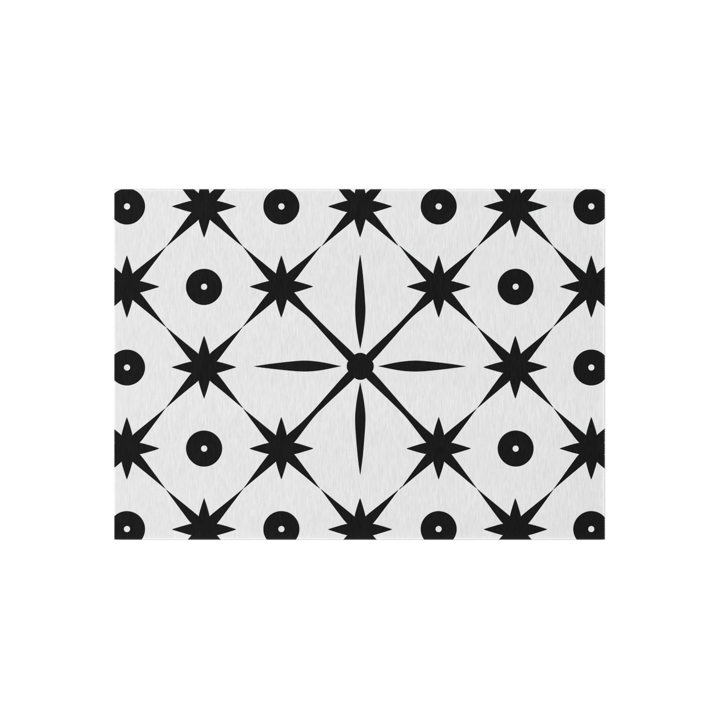 Mid Century Modern Asterisk Design - White & Black Atomic Starburst - Outdoor Rug