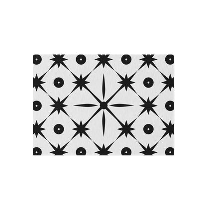 Mid Century Modern Asterisk Design - White & Black Atomic Starburst - Outdoor Rug