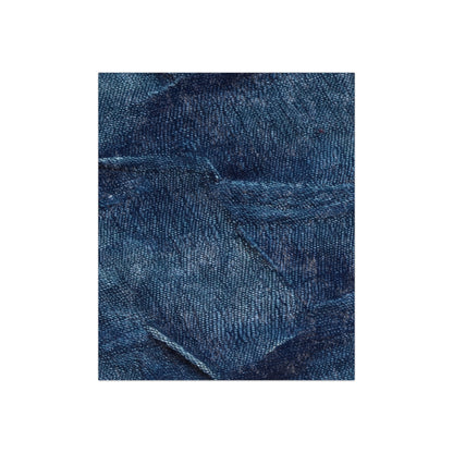 Dark Blue: Distressed Denim-Inspired Fabric Design - Crushed Velvet Blanket