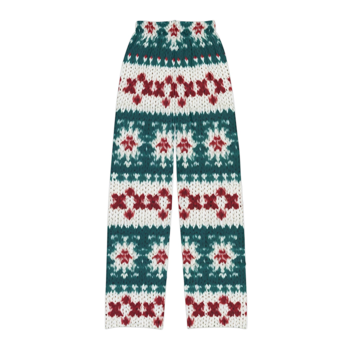 Christmas Knit Crochet Holiday, Festive Yuletide Pattern, Winter Season - Kids Pajama Pants (AOP)