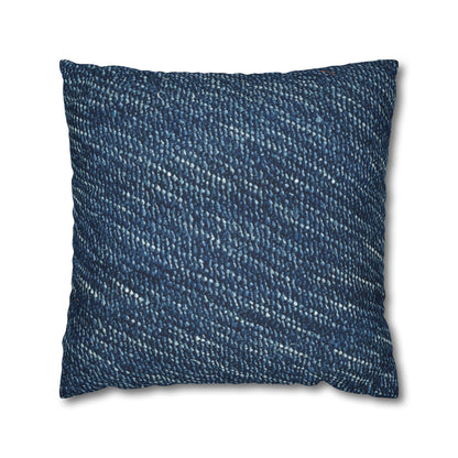 Denim-Inspired Design - Distinct Textured Fabric Pattern - Spun Polyester Square Pillow Case