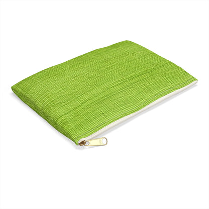 Lush Grass Neon Green: Denim-Inspired, Springtime Fabric Style - Accessory Pouch