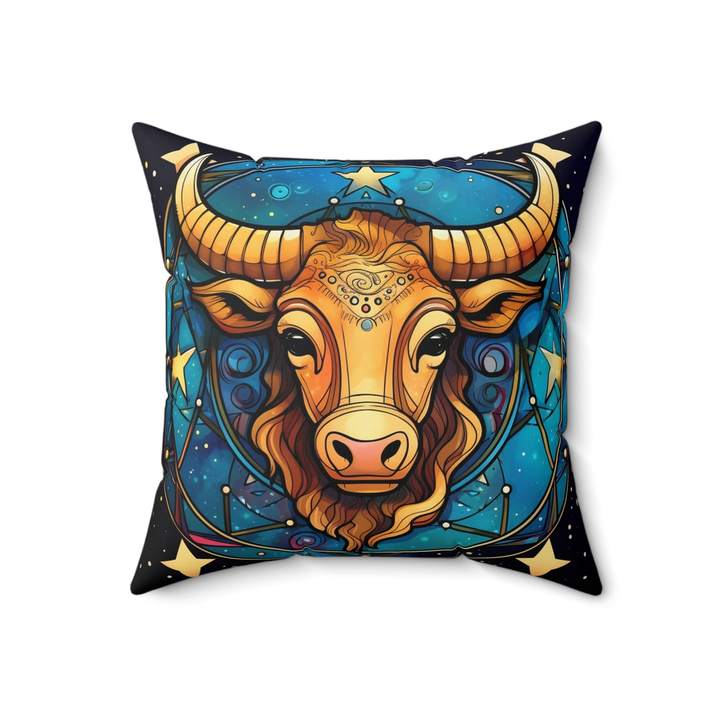 Taurus Constellation Zodiac Sign Astrology Cosmic Art - Spun Polyester Square Pillow