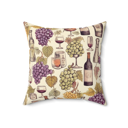 Wine Lovers Theme: Varieties of Wine, Grapes & Vineyards Design Spun Polyester Square Pillow