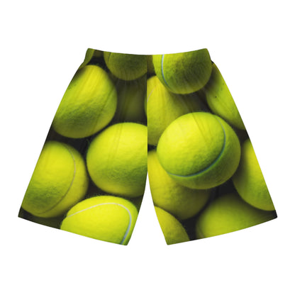 Tennis Ball Sport: Athlete Court Action, Rally & Serve - Basketball Shorts (AOP)