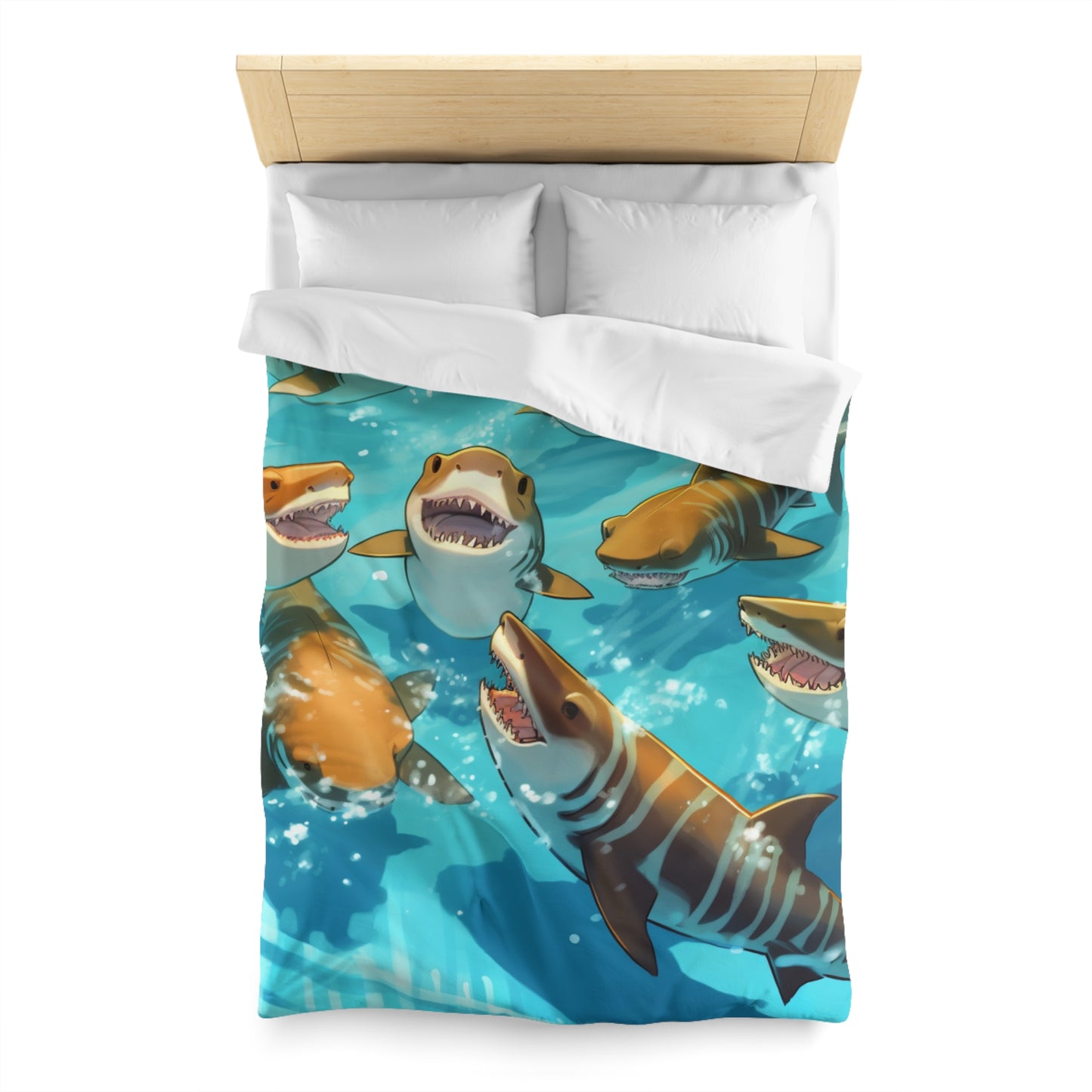 Tiger Shark: Ocean Marine Wildlife - Underwater - Microfiber Duvet Cover