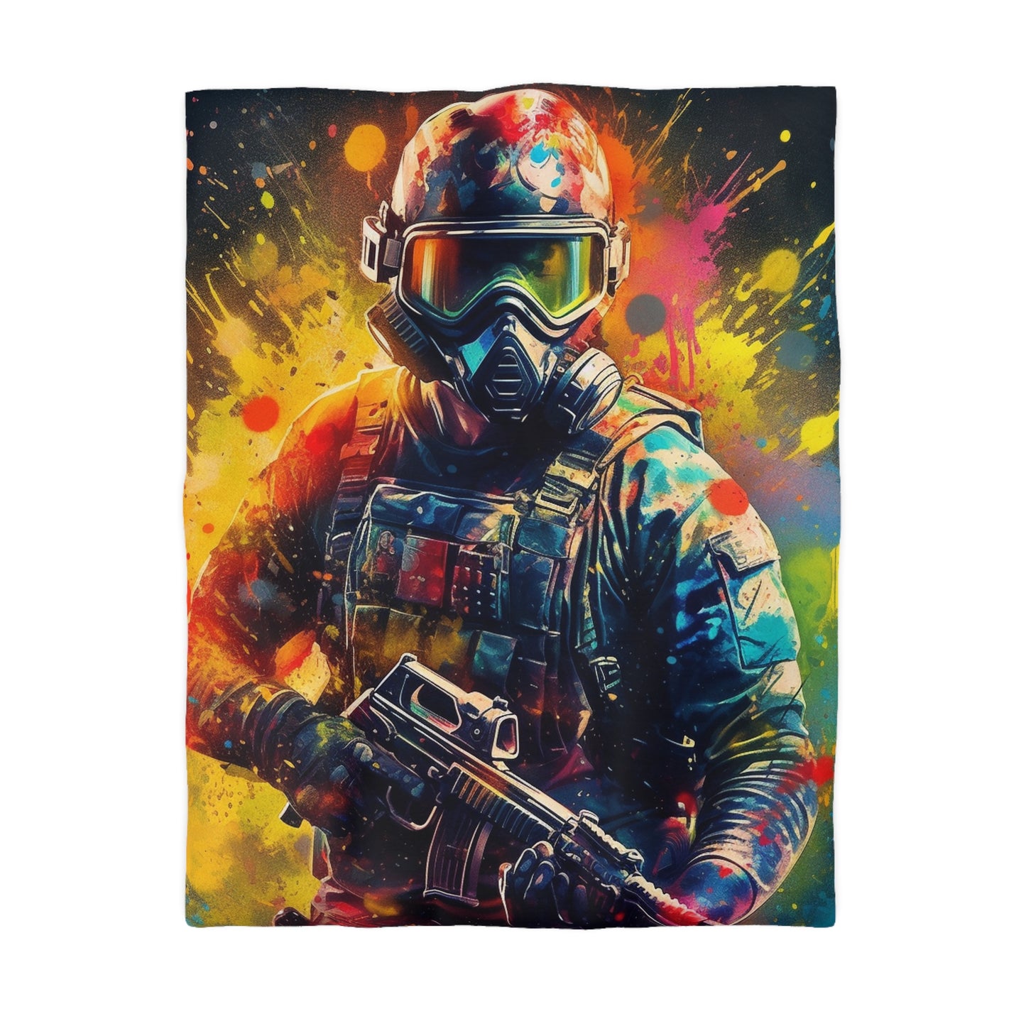 Paintball Game Sport: Professional Action Shot Target Player - Microfiber Duvet Cover