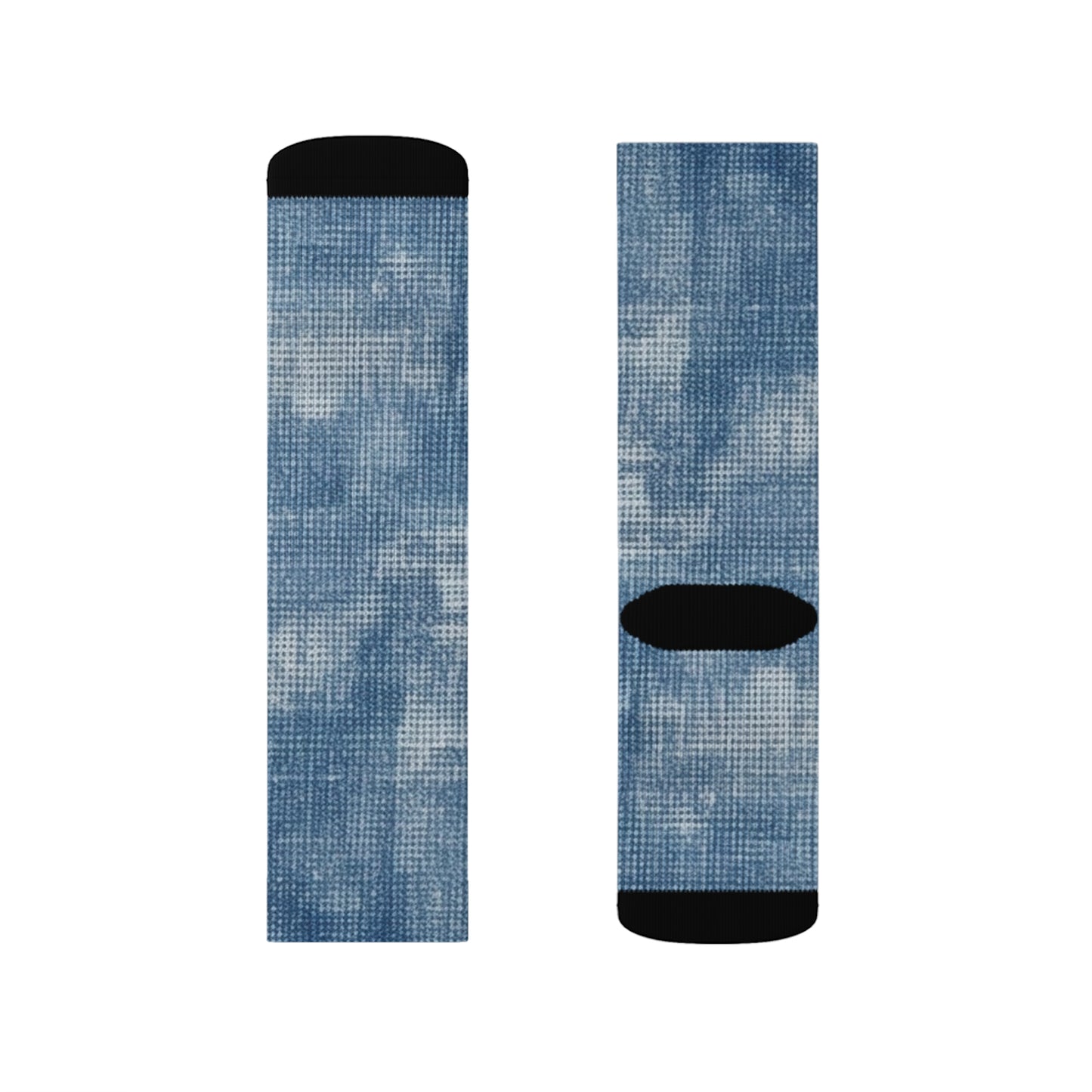 Faded Blue Washed-Out: Denim-Inspired, Style Fabric - Sublimation Socks