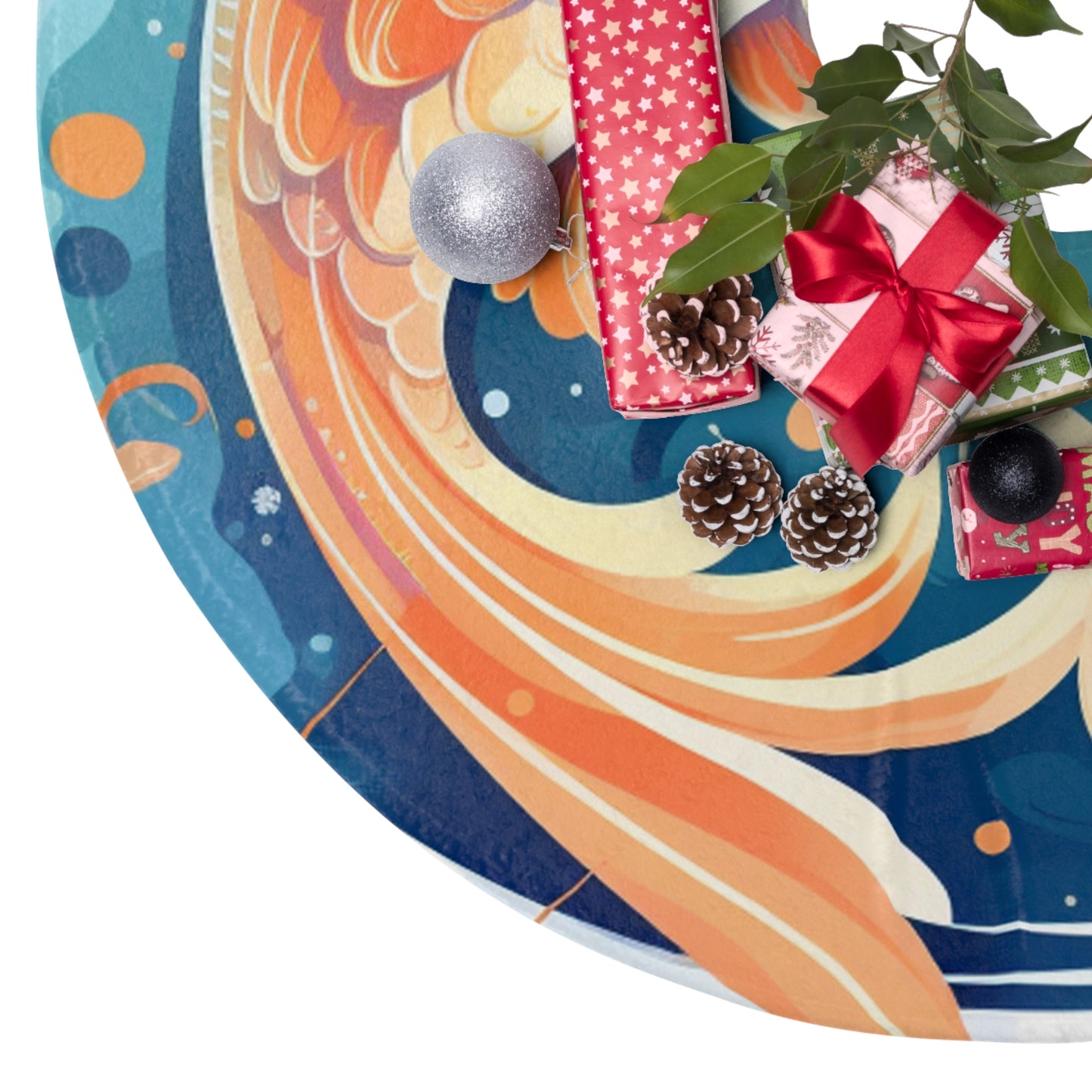 Charming Cartoon Fish Pisces - Dreamy Zodiac Illustration - Christmas Tree Skirts