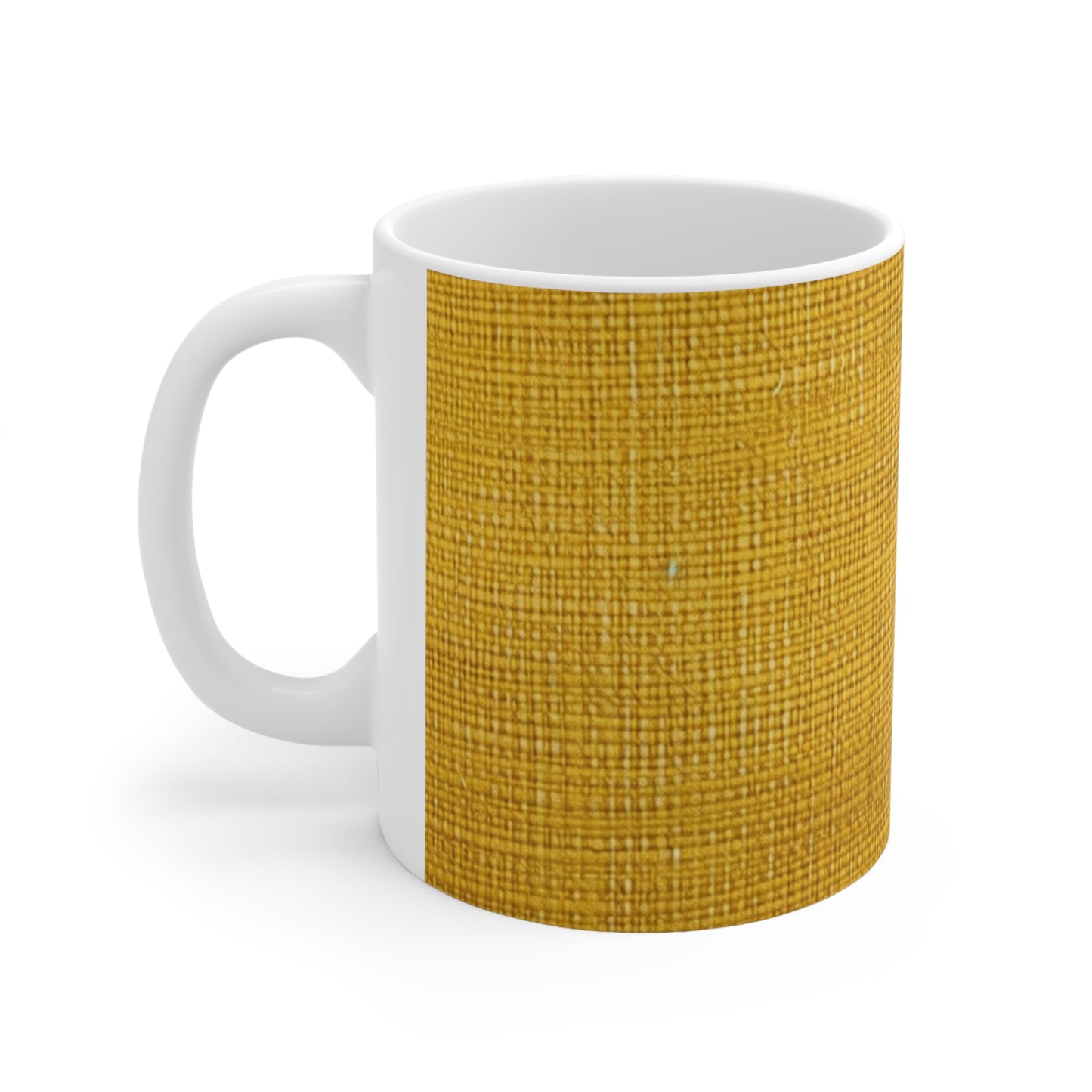 Radiant Sunny Yellow: Denim-Inspired Summer Fabric - Ceramic Mug 11oz