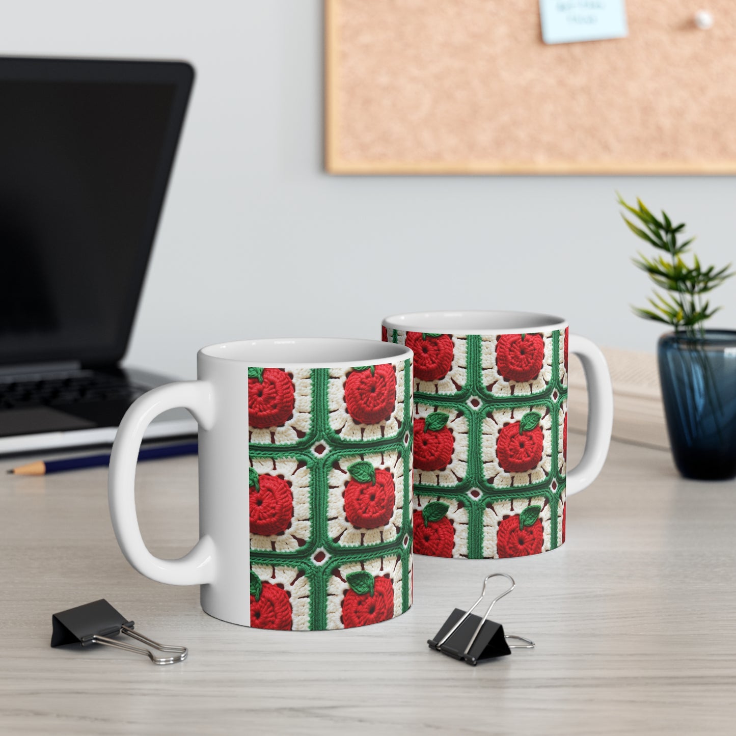 Apple Granny Square Crochet Pattern: Wild Fruit Tree, Delicious Red Design - Ceramic Mug 11oz