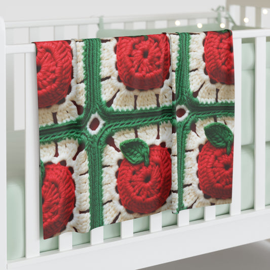Apple Granny Square Crochet Pattern: Wild Fruit Tree, Delicious Red Design - Baby Swaddle Blanket