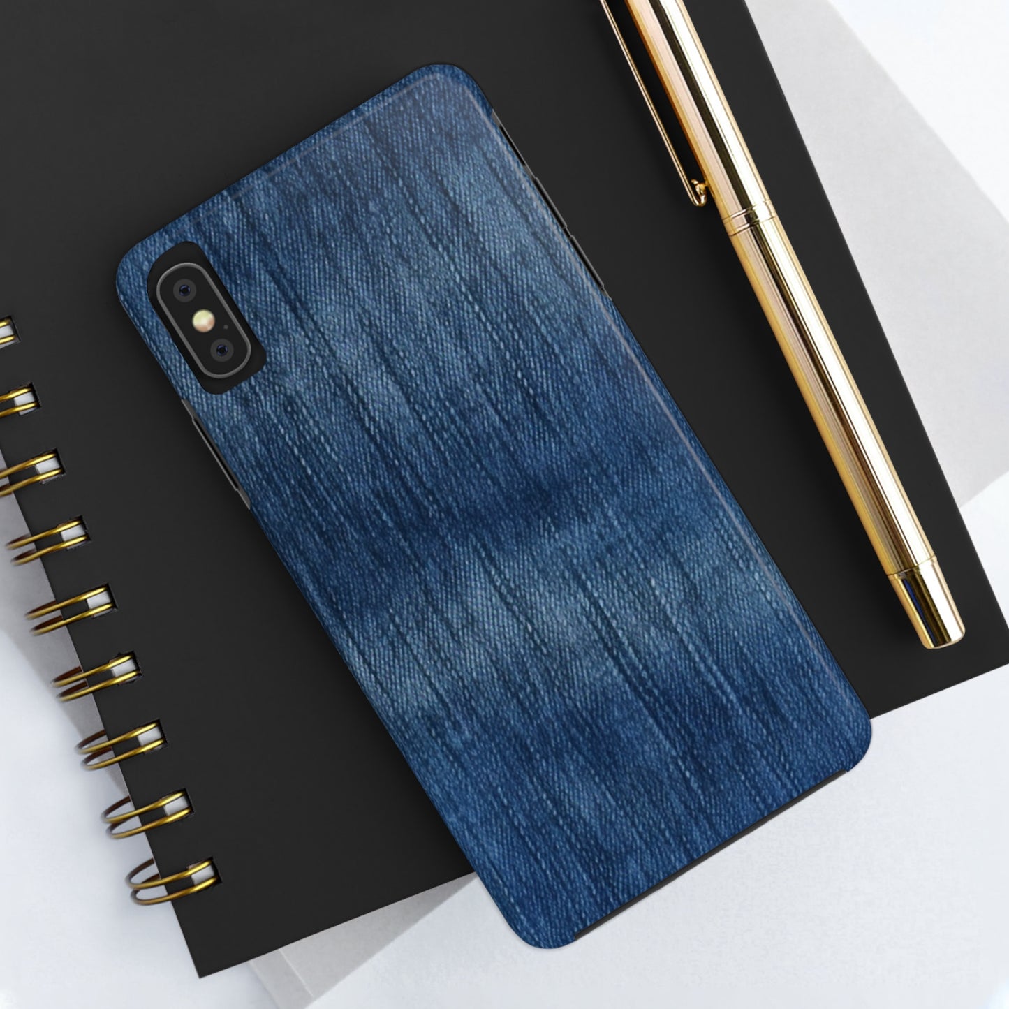 Indigo Splash: Washed Denim Reverie in Deep Blue - Tough Phone Cases