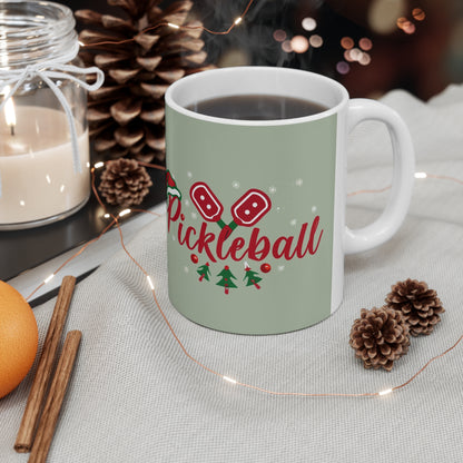 Navidad festiva de paleta de Pickleball - Taza de cerámica 11oz