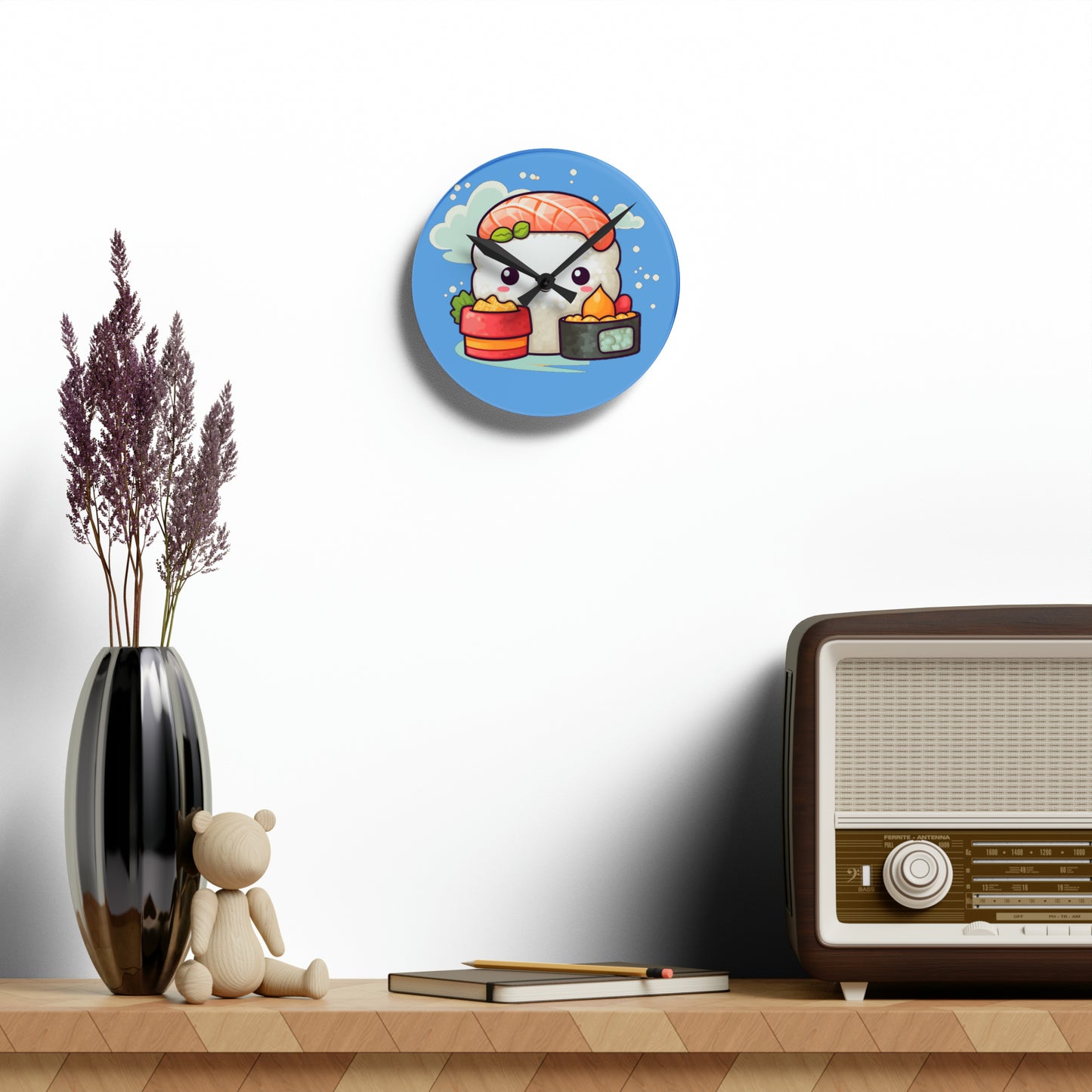 Japanese Sushi Kawaii Anime Acrylic Wall Clock