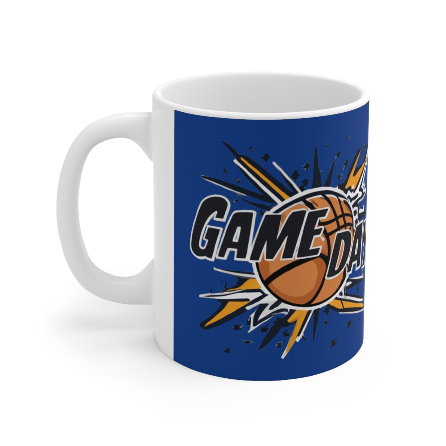 Game Day Slam Dunk Energy - Gráfico dinámico de explosión de baloncesto - Taza de cerámica 11oz