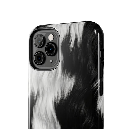 Cowhide on Hair Leather - Black and White - Designer Style - Tough Phone Cases