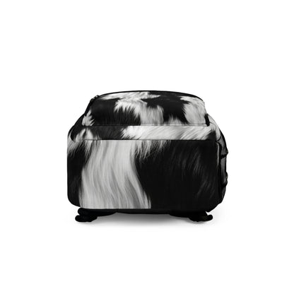 Cowhide on Hair Leather - Black and White - Designer Style - Backpack