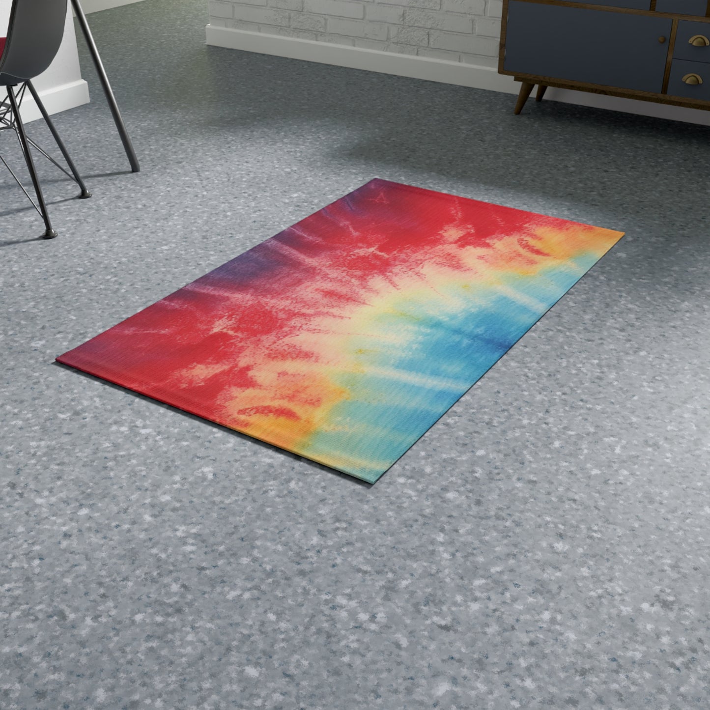 Rainbow Tie-Dye Denim: Vibrant Multi-Color, Fabric Design Spectacle - Dobby Rug