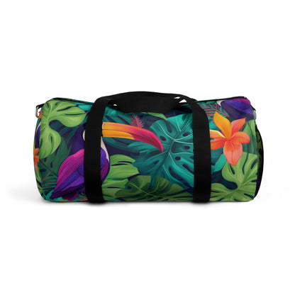 Vivid Tropical Birds & Leaves - Seamless Pattern Duffel Bag