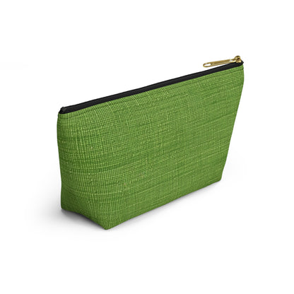 Olive Green Denim-Style: Seamless, Textured Fabric - Accessory Pouch w T-bottom