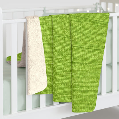 Lush Grass Neon Green: Denim-Inspired, Springtime Fabric Style - Sherpa Fleece Blanket