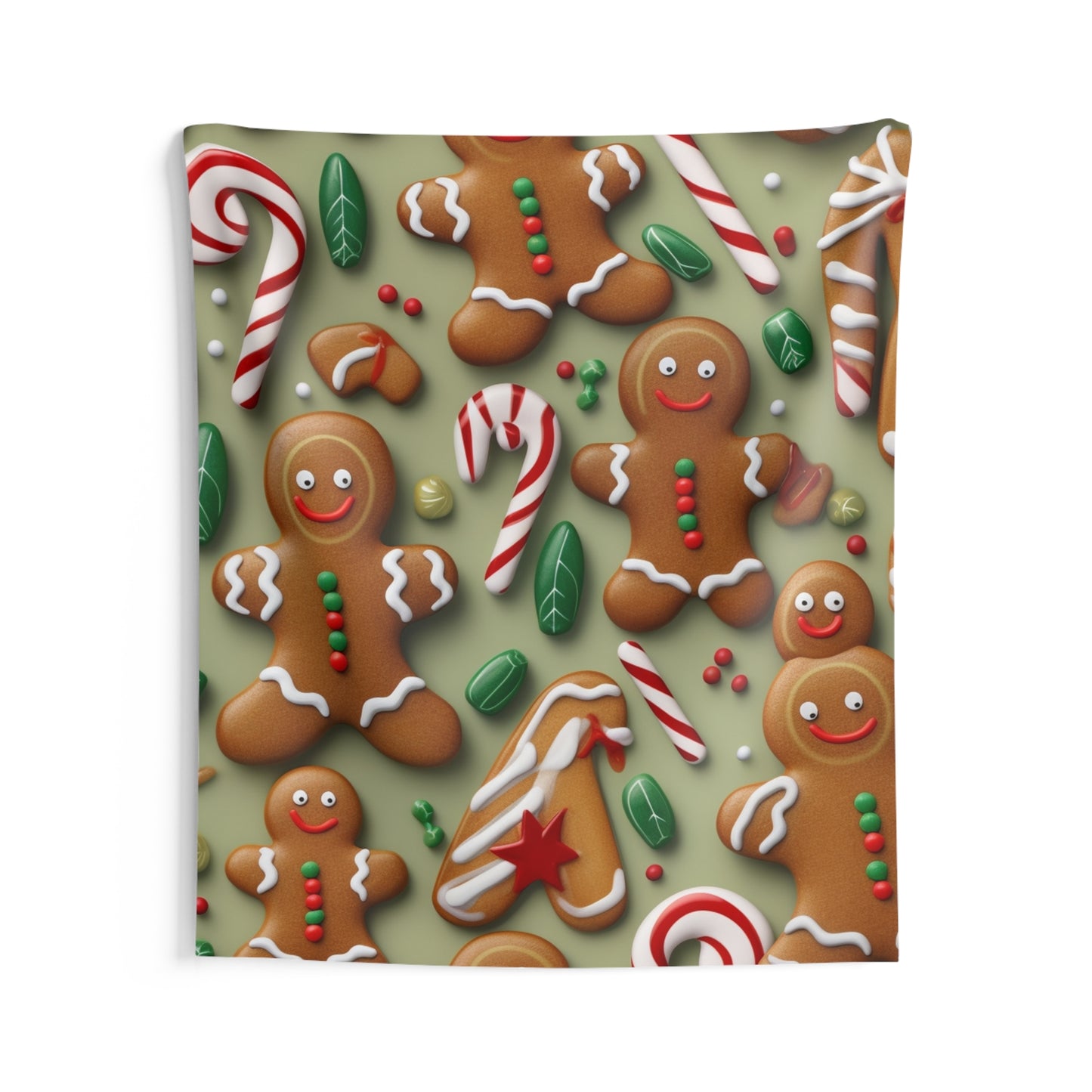 Gingerbread Man Christmas Cookie - Tree - Candy Cane - Indoor Wall Tapestries