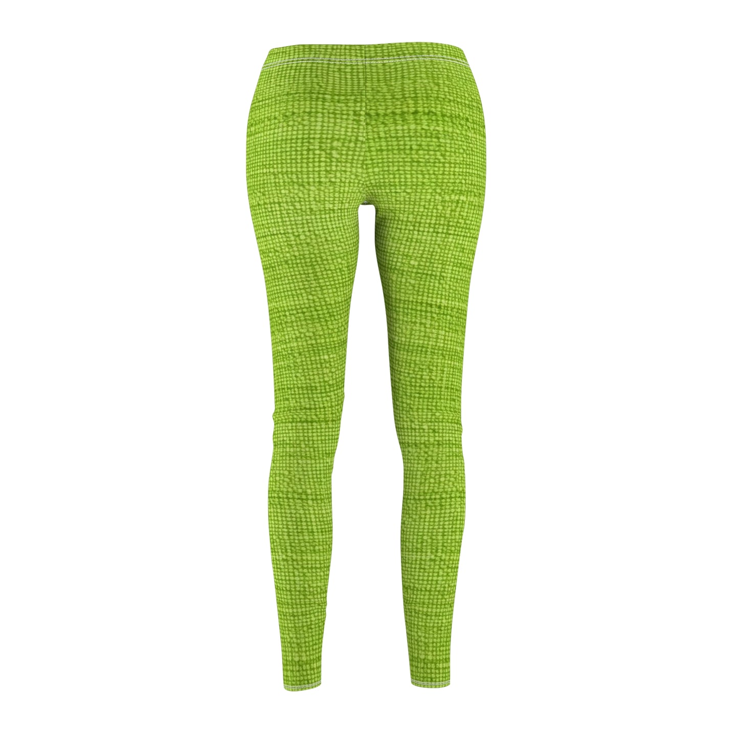 Lush Grass Neon Green: Denim-Inspired, Springtime Fabric Style - Women's Cut & Sew Casual Leggings (AOP)