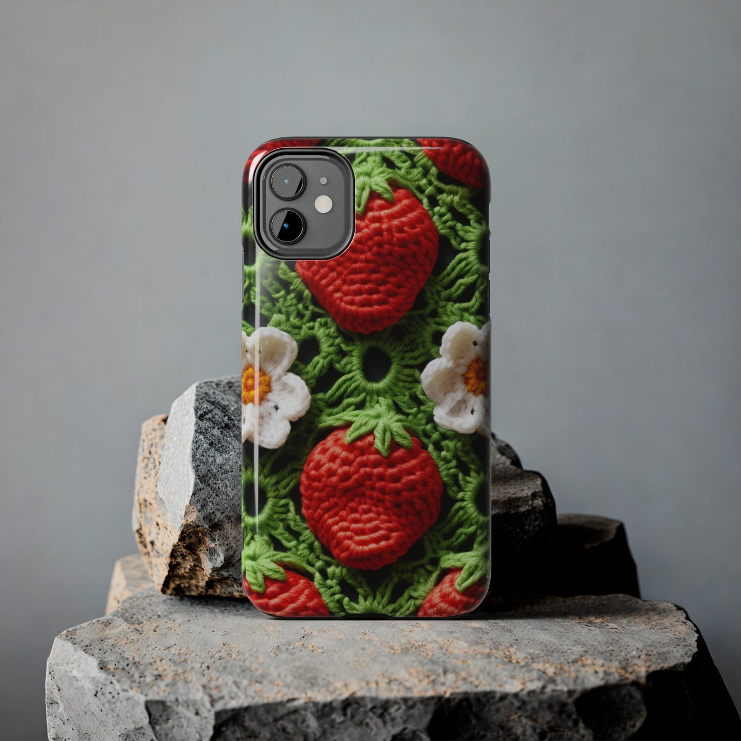 Strawberry Field Crochet - Forever Forest Greens - Fruit Berry Harvest Crop - Tough Phone Cases