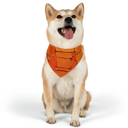 Fiery Citrus Orange: Edgy Distressed, Denim-Inspired Fabric - Dog & Pet Bandana Collar