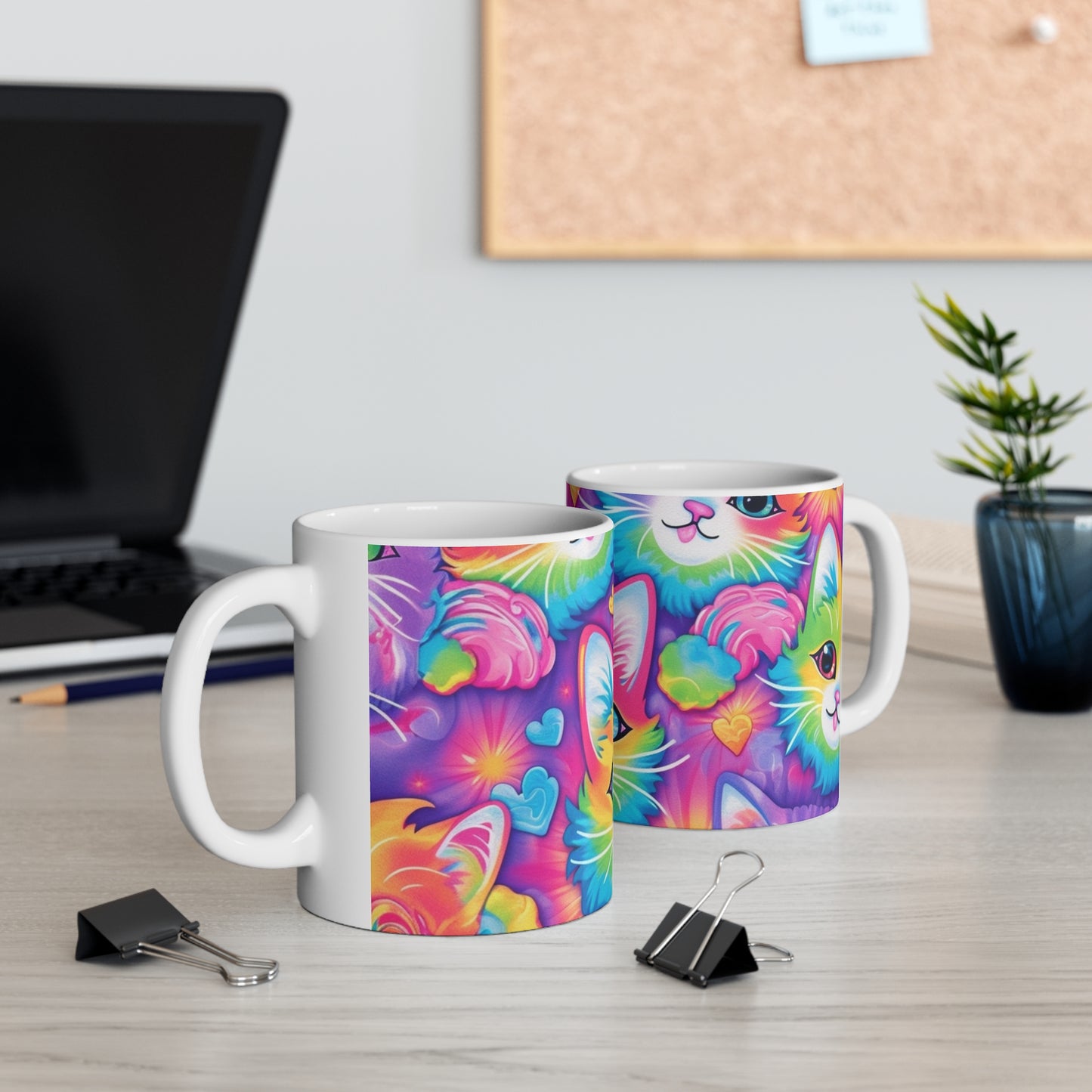 Happy Kitten & Cat Design - Vivid, Colorful & Eye-Catching - Ceramic Mug 11oz