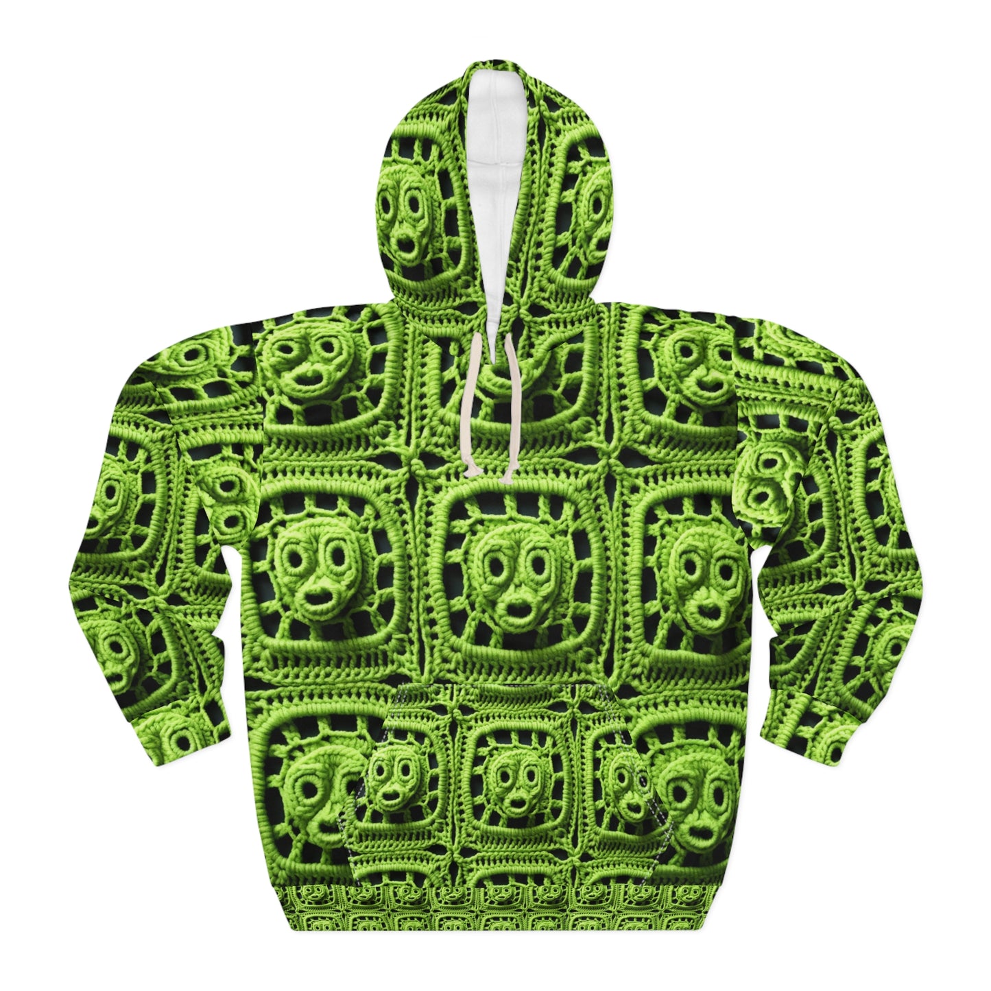 Halloween Green Alien Crochet Galactic Space Zombie Style - Unisex Pullover Hoodie (AOP)