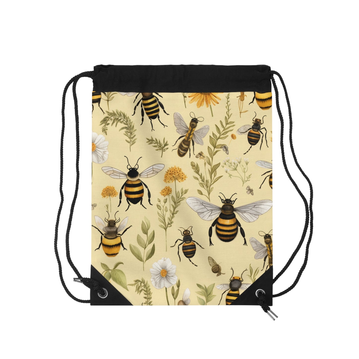 Whimsical Bees & Honeycombs Nature-Friendly Pattern Design - Drawstring Bag