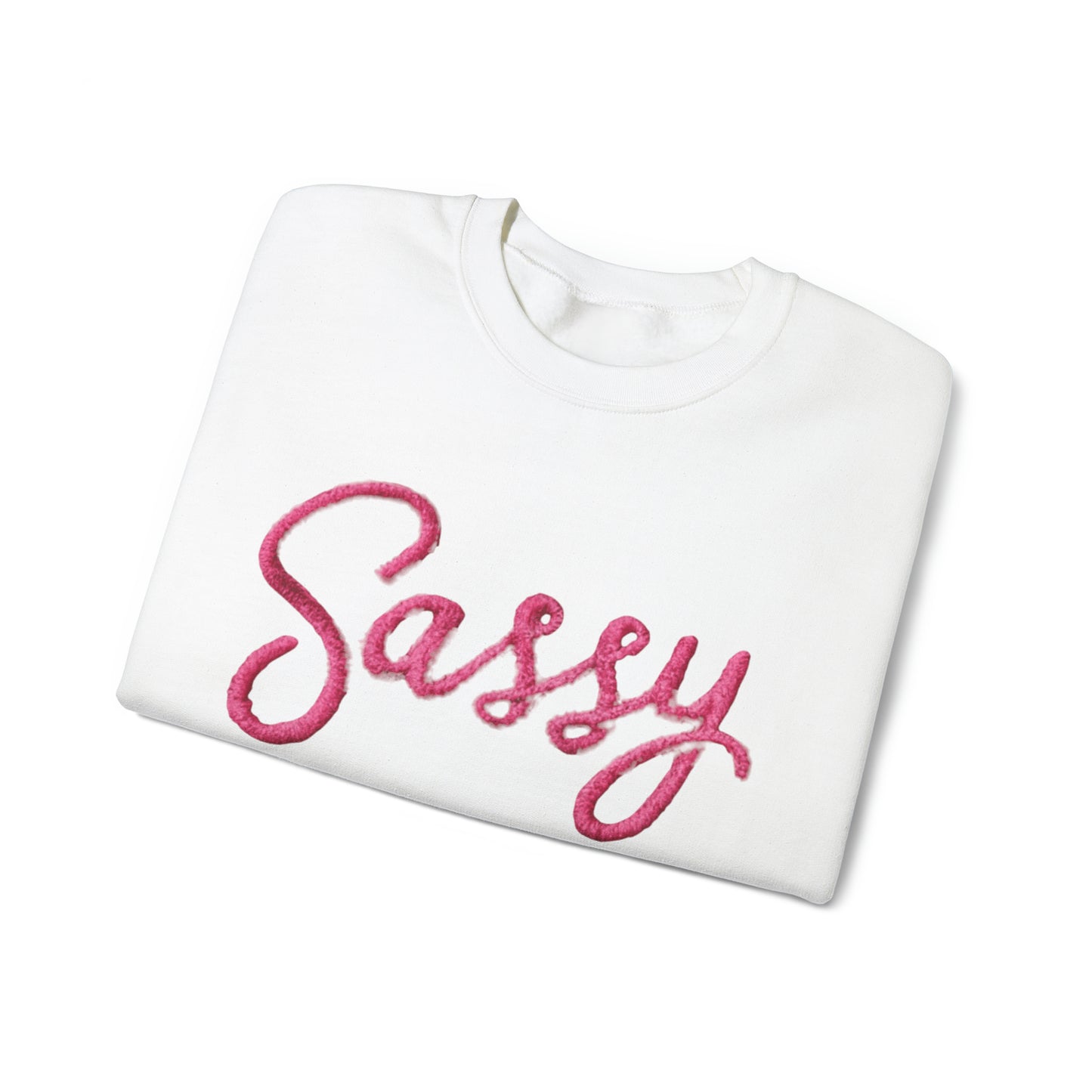 Sassy Pink Chenille Patch Design - Unisex Heavy Blend™ Crewneck Sweatshirt