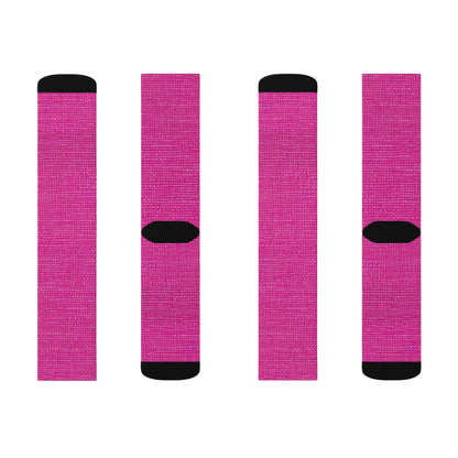 Hot Neon Pink Doll Like: Denim-Inspired, Bold & Bright Fabric - Sublimation Socks