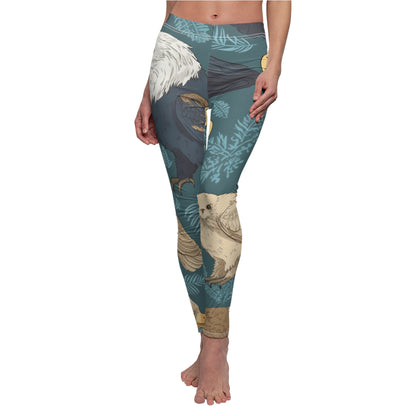 American Wildlife Symbols: Bald Eagles, Hawks, Birds Design Women's Cut & Sew Casual Leggings (AOP)