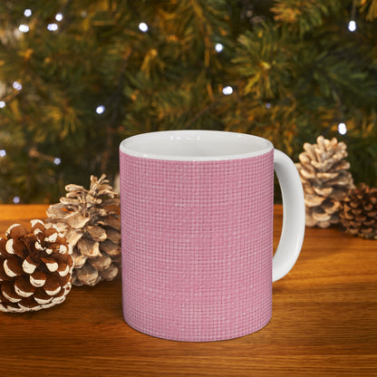 Pastel Rose Pink: Denim-Inspired, Refreshing Fabric Design - Ceramic Mug 11oz
