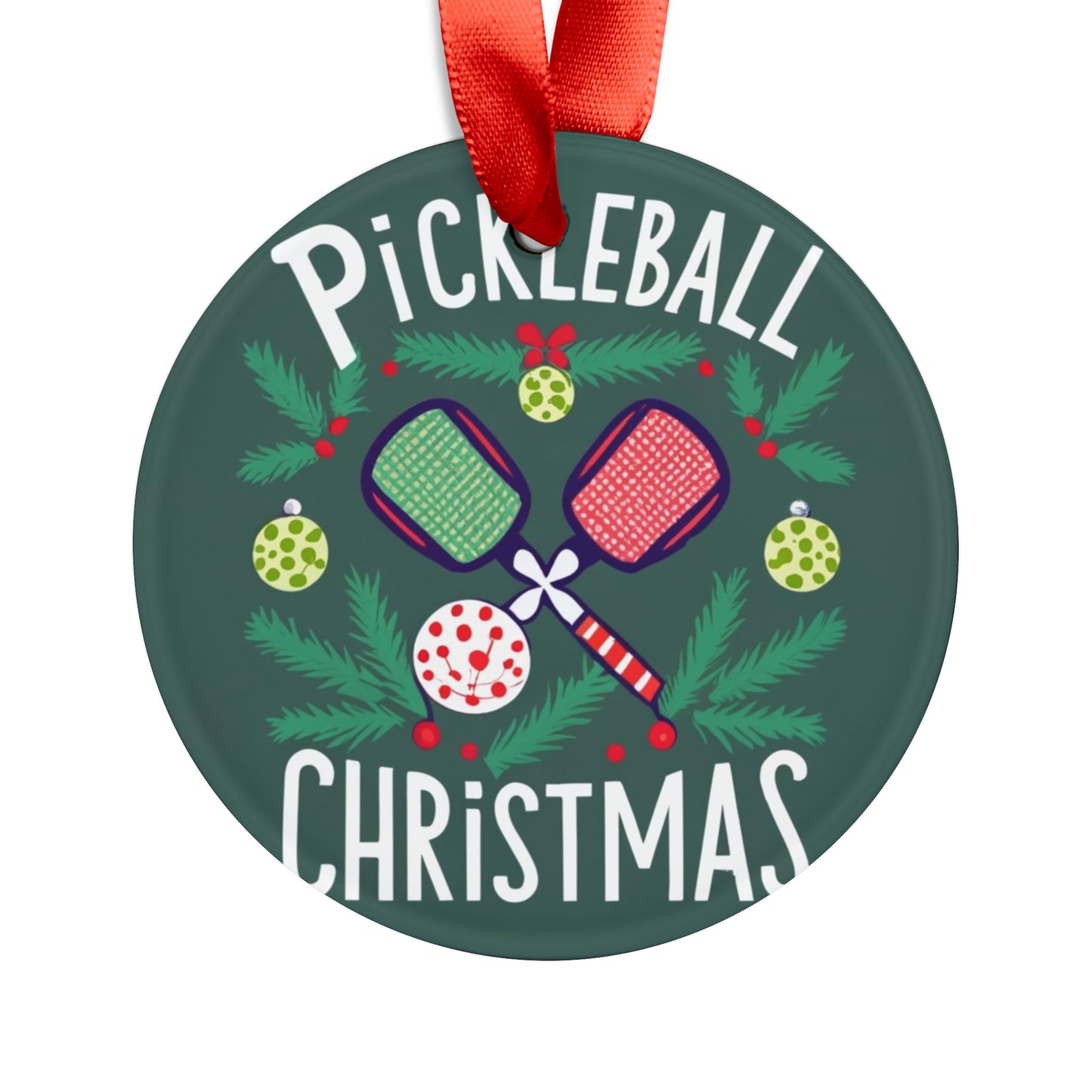 Navidad Pickleball - Adorno acrílico con cinta