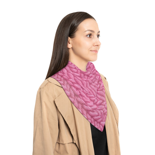 Blush Knit: Soft Hot Pink Palette Textured Fabric Design - Poly Scarf