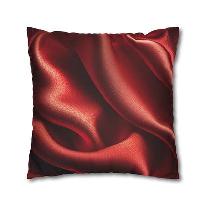 Red Silk, Spun Polyester Square Pillowcase