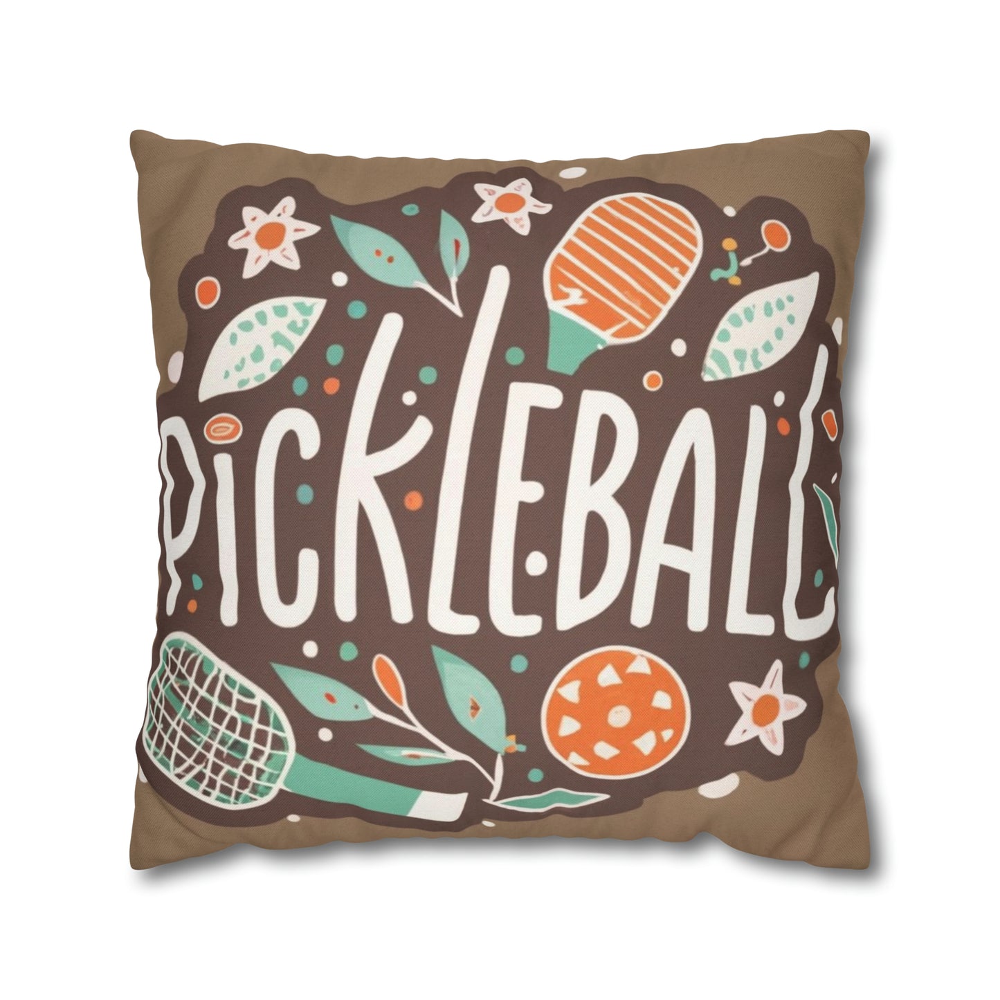 Pickleball Boho Graphic - Regalo deportivo - Funda de almohada cuadrada de poliéster hilado 