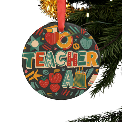 Classic Teacher Flashback Schoolroom School Gift - Acrylic Ornament with Ribbon