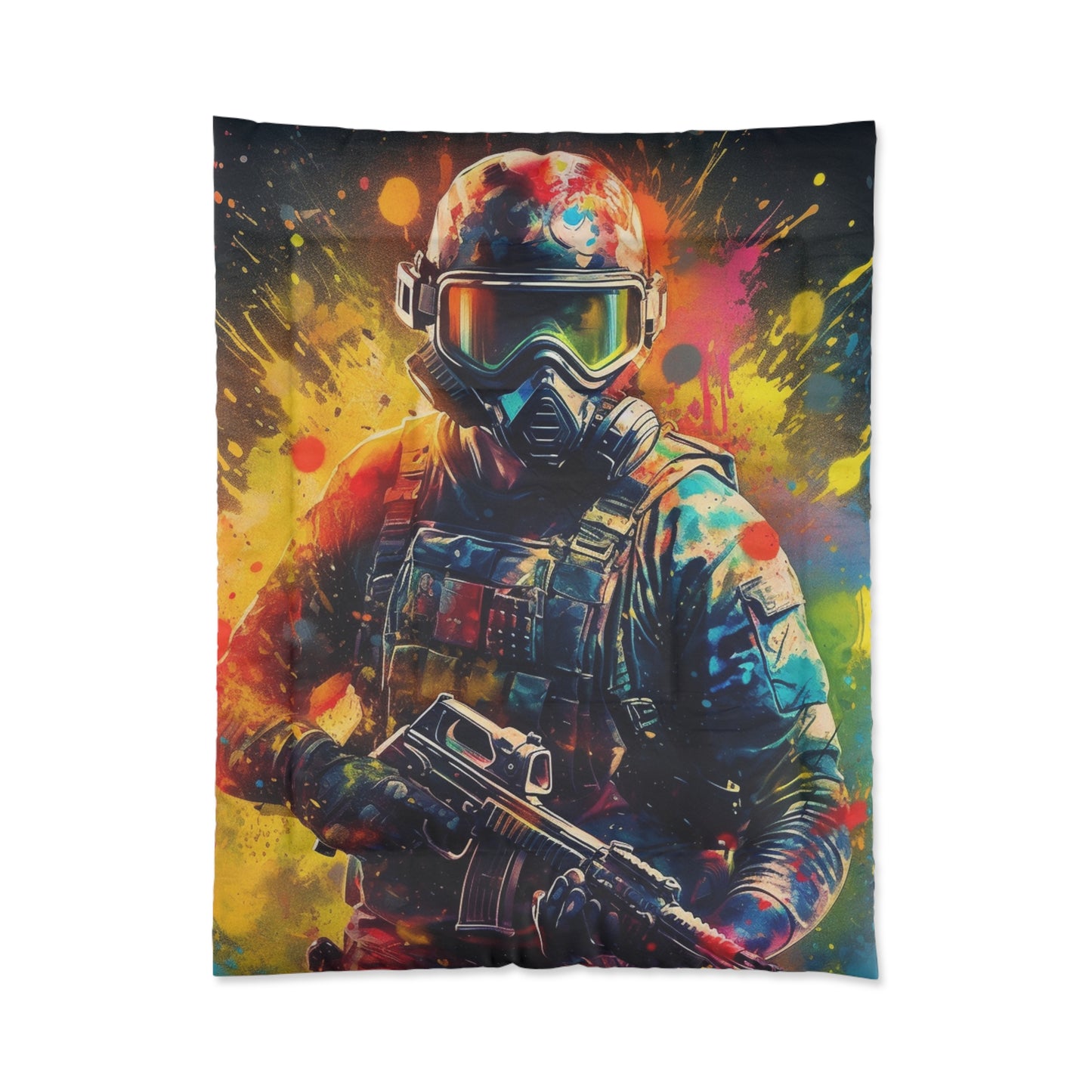 Paintball Game Sport: Professional Action Shot Target Player - Bed Comforter