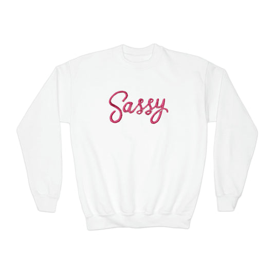 Sassy Pink Chenille Patch Design - Youth Crewneck Sweatshirt