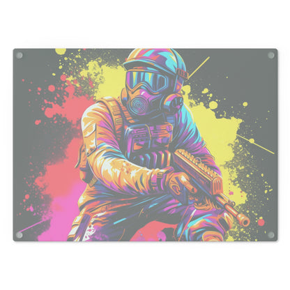 Paintball Action Sport: Player in Battle, Paint Splatter - Cutting Board