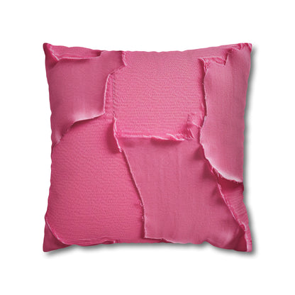 Distressed Neon Pink: Edgy, Ripped Denim-Inspired Doll Fabric - Spun Polyester Square Pillow Case