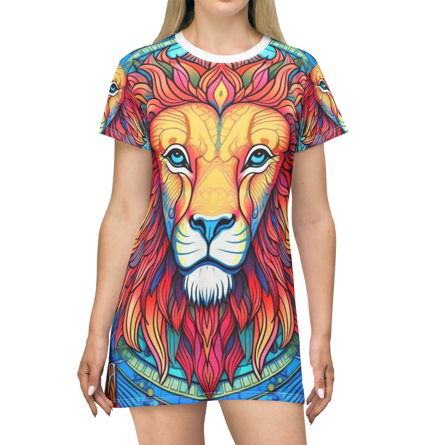 Astrological Leo - Cosmic Zodiac Constellation, Lion Symbol Art - T-Shirt Dress (AOP)